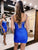 Sparkly Royal Blue Beaded Tight Short Homecoming Dress