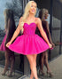 Hot Pink Glitter Cute Homecoming Dress with Beading