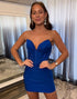 Royal Blue Satin Corset Strapless Tight Homecoming Dress