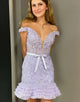 Lavender Off The Shoulder Corset Homecoming Dress with Appliques