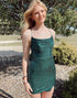 Dark Green Spaghetti Straps Lace Up Bodycon Short Homecoming Dress