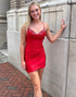 Red Halter Corset Bodycon Short Homecoming Dress