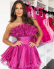 Fashion Strapless Tiered Skirt Homecoming Dress with Pleats