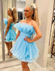 Light Blue A Line Cute Homecoming Dress with Pleated