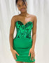 Green Sparkly Corset Sweetheart Tight Mirror Homecoming Dress