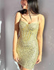 Sparkly Spaghetti Straps Champagne Short Homecoming Dress with Beading