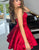 Cute A Line Sweetheart Red Satin Corset Homecoming Dress