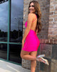 Hot Pink Tight Homecoming Dress with Backless