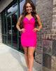 Hot Pink Tight Homecoming Dress with Backless