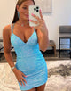 Sequins Blue Glitter Tight Homecoming Dress with Lace-up Back
