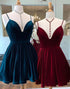 Burgundy Velvet A Line Homecoming Dress with Sleeveless