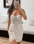 White Strapless Corset Tight Glitter Homecoming Dress with Sequins