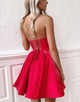 A Line Strapless Satin Red Homecoming Dress with Lace-up Back