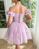 A Line Off the Shoulder Cute Homecoming Dress with 3D Flowers