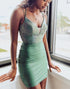 Green Sparkly Tight Homecoming Dress with Beading