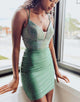 Green Sparkly Tight Homecoming Dress with Beading