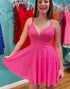 Hot Pink Glitter A Line Homecoming Dress with Sequins
