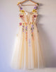 3D Flower Tulle Tea Length Homecoming Dress