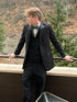 Black 3 Piece Notched Lapel Groomsmen Suits