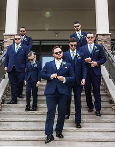 Navy Notched Lapel 3 Piece Formal Wedding Suits for Men