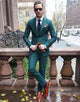 Dark Green Notched Lapel 2 Piece Men Slim Fit Formal Suits