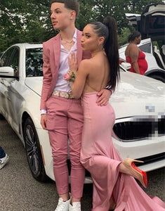 Pink Notched Lapel 2 Piece Men Prom Tuxedo Slim Fit Suit