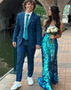 Dark Navy Solid Color Peak Lapel Single Button Two-Piece Wedding Suit for Men