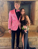 Light Pink Floral Notched Lapel Single Button Two-Piece Party Suit for Men