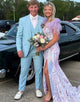 Light Blue Solid Color Notched Lapel Single Button 3 Piece Men's Wedding Suit