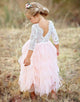 Cute Blush Lace Tulle Flower Girl Dress