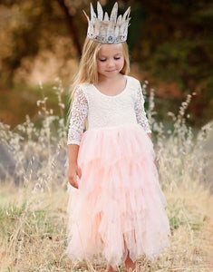Cute Blush Lace Tulle Flower Girl Dress