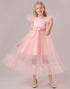 Cute Blush Cap Sleeves Tulle Flower Girl Dress