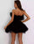 Black  A Line Strapless Sleeveless Homecoming Dress
