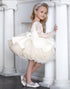 White Open Back Sparkly Long Sleeves Flower Girl Dress