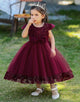 Pink A Line Appliques Cap Sleeves Flower Girl Dress with Bow