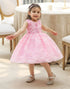 Pink Appliques Sleeveless Flower Girl Dress with Bow