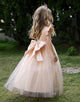 Champagne Cap Sleeves Open Back Flower Girl Dress