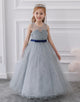 Silver Sleeveless A Line Flower Girl Dress With Bowknot