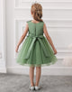 Green Appliques Tulle Sleeveless Flower Girl Dress
