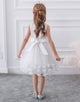 White Appliques Beading Tulle Sleeveless Flower Girl Dress