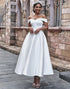 A Line Off the Shoulder White Long Bridal Dress
