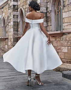 A Line Off the Shoulder White Long Bridal Dress