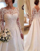 A Line Lace White Long Bridal Dress