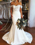 Mermaid Off the Shoulder White Long Bridal Dress With Appliques