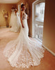 A Line Spaghetti Straps Open Back Ivory Corset Bridal Dress