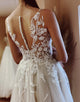 A Line Sleeveless White Bridal Dress With Slit