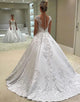 A Line V Neck Long Sleeves White Long Bridal Dress