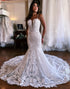Mermaid Spaghetti Straps Ivory Chapel Train Long Bridal Dress