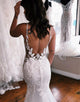 Mermaid Spaghetti Straps Ivory Open Back Long Bridal Dress