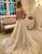 A Line Open Back V Neck Ivory Long Bridal Dress